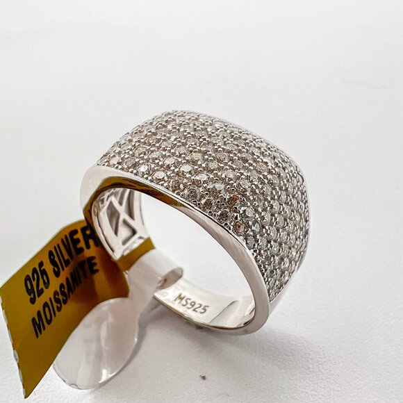 925 Sterling Sliver Moissanite Rectangle Designer Ring, 1.70ctw VVS Stones Hip H - Picture 7 of 8